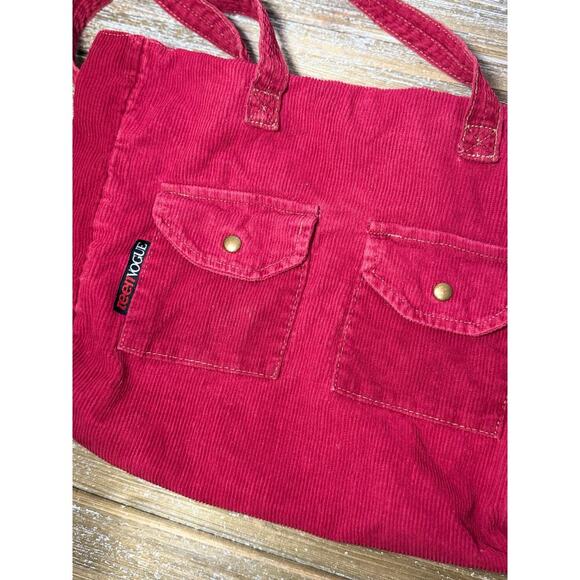 Y2K Bag Teen Vogue Preppy Boyfriend Grunge Vintage Corduroy Red - Picture 3 of 6
